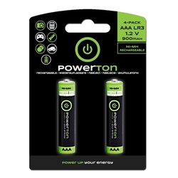 baterie Ni-MH PowerTON AAA 900mAH (nabíjecí) 1.2 V, blistr - 2ks 