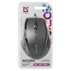 myš Defender Accura MM-362, drátová USB, otická, 6tl., 1600dpi - černá 
