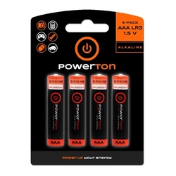 baterie alkaline PowerTON AAA, 1,5V, 4 ks blistr 
