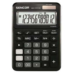 kalkulačka stolní SENCOR SEC372T/bk, 12 číslic, dual solární - černá  