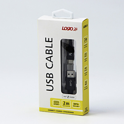 kabel USB C 3.2 LOGO,  A-C, 5GB/s, 2m, nylon opletení - černý