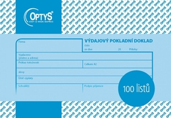 výdajový pokladní doklad Optys OP1037, A6 - nečíslovaný, nepropisovací - 100 listů 