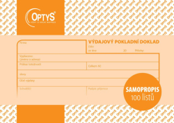 výdajový pokladní doklad Optys PT1083, A6 - nečíslovaný, propisovací - 100 listů 