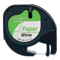 páska DYMO LT 59421 orig. pro štítkovače LetraTag (12mm x 4m) - černý tisk/bílý papír 