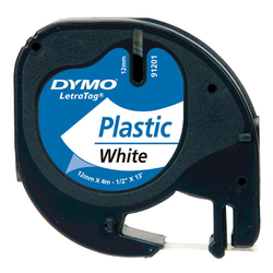 páska DYMO LT 59422 orig. pro štítkovače LetraTag (12mm x 4m) - černý tisk/bílá plastic 