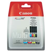 Canon CLI-551 CMYK (6509B009) orig. pro iP7250, MG5450, MG6350 - CMYK 4x7ml