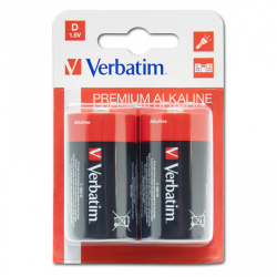 baterie alkalická VERBATIM, LR20 (49923) velký monočlánek, D, 1.5V, blistr, 2-pack