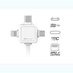 kabel USB 2.0, datový a napájecí Allocacoc,  A-micro+USB C+Lightning, 1,5m - šedý 