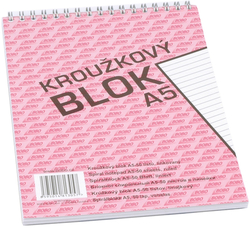 blok kroužkový A5 BOBO, spirála horní, 50 listů - linkovaný 