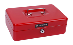 pokladna kovová CONCORDE 33 (250x170x80) přihrádka na mince - červená 