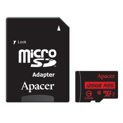paměťová karta micro SDHC/SDXC Apacer, UHS-I, 128GB Class10, s adaptérem (85MB/s) 