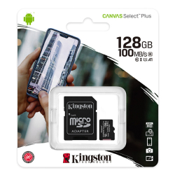 paměťová karta micro SDHC/SDXC/SDCS2 KINGSTON CANVAS 128GB, UHS-I U1, Class10 (100MB/s) 