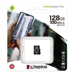 paměťová karta micro SDHC/SDXC/SDCS2 KINGSTON CANVAS 128GB, UHS-I U1, Class10 (100MB/s) 