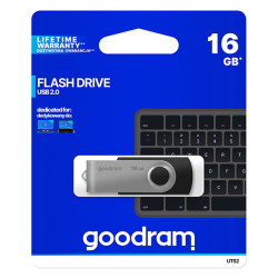 Flash Disk GOODRAM UTS2 16GB, USB 2.0, otáčecí - černo-stříbrná   Flash Disk GOODRAM UTS2 16GB, USB 2.0, otáčecí - černo-stříbrná