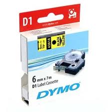 páska DYMO 43618 orig. pro štítkovače D1 (6mm x 7m) - černý tisk/žlutá 