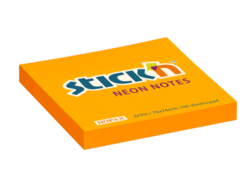 bloček snímatelný samolepicí Stick´n HOPAX (76x76mm) 100 listů - oranžový neon 