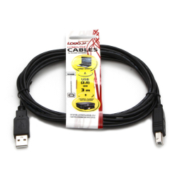 kabel USB 2.0 A-B, LOGO (480Mb/s) - 3m 