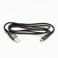 kabel USB C 2.0 LOGO,  A-C (480 Mb/s) nylon opletený, fast charge, 1m - černý 