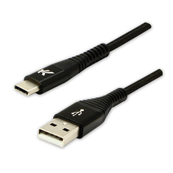kabel USB C 2.0 LOGO,  A-C (480 Mb/s) nylon opletený, fast charge, 1m - černý 