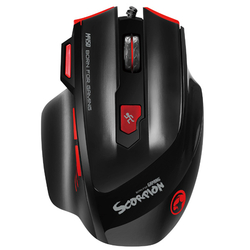 myš MARVO Scorpion M450, 6400dpi, USB, optická, 7tl., podsvícená - černo/červená 