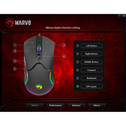 myš MARVO Scorpion M359, 3200dpi, USB, optická, 7tl. - progr., podsvícená - černá