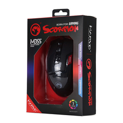 myš MARVO Scorpion M355, 6400dpi, USB, optická, 9tl. - progr., podsvícená - černá 