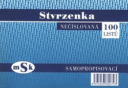 MSK79 stvrzenka  A6 - nečíslovaná, NCR, blok 100 listů 