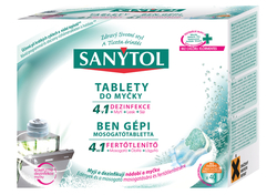 tablety do myčky SANYTOL 4v1 kombinují dezinfekci, mytí, sůl a lesk - 40ks 