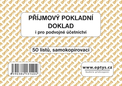 příjmový pokladní doklad Optys OP1314, A6 - nečíslovaný, podvojné, propisovací - 50 listů 