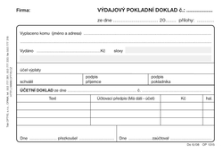 výdajový pokladní doklad Optys OP1315, A6 - nečíslovaný, podvojné, propisovací - 50 listů 