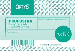 propustka OPTYS OP1146, nepropisovací - 100 listů 