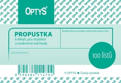 propustka Optys OP1146, nepropisovací - 100 listů