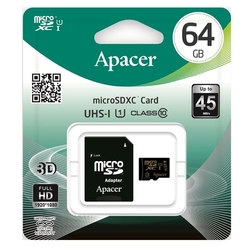 Flash Card microSDHC Apacer, UHS-I, 64GB Class10, s adaptérem (45MB/s) 