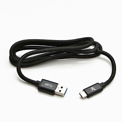 kabel USB C 3.2 LOGO,  A-C (5GB/s) nylon opletený, fast charge, 2m - černý 