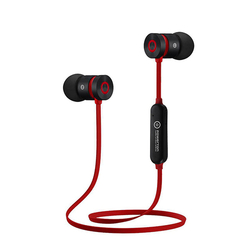 sluchátka bezdrátová Powerton W2, bluetooth, magnetické uchycení, mikrofon, černo-červená 