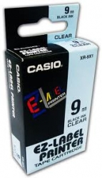 páska Casio XR-9X1 pro EZ-Label Printer (9mm/ 8m) - černý tisk/průhledný podklad 