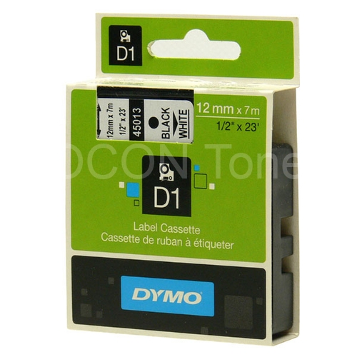 páska DYMO 45013 orig pro štítkovače D1, 12mm x 7m - černý tisk/bílá 