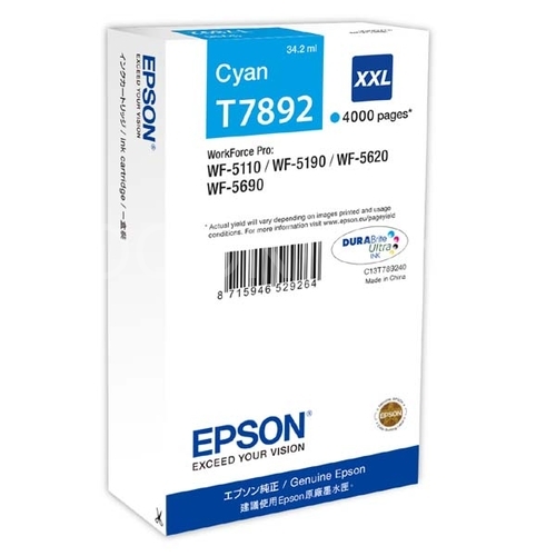 Epson T7892 orig. pro WorkForce Pro WF5620/WF5110/WF5690 - cyan XXL 4.000str./34ml