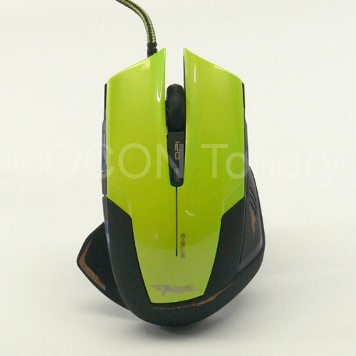 myš E-Blue Mazer-R (M626) drátová USB, optická gaming, 6tl., až 2400dpi - zeleno-žlutá