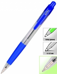 kuličkové pero SPOKO (S011272) stopa 0,5mm, gumový úchop (náplň X20) - modrá 