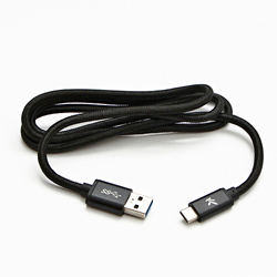 kabel USB C 3.2 LOGO,  A-C, 5GB/s, 2m, nylon opletení - černý